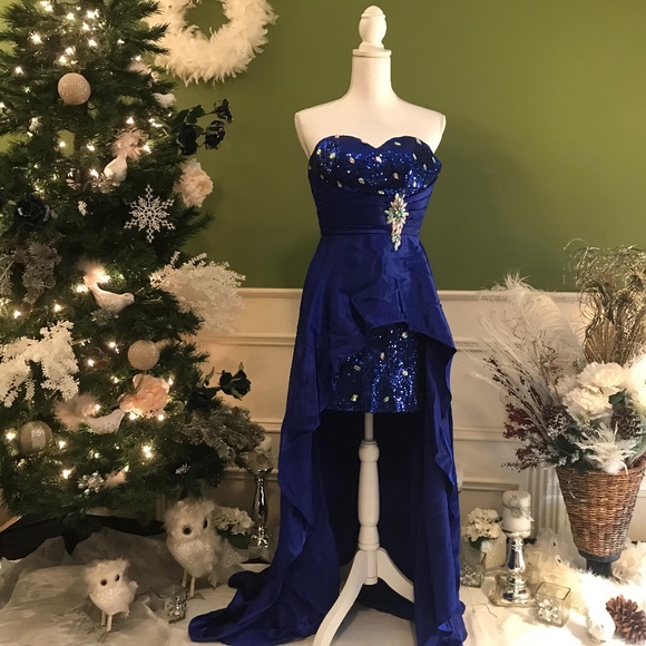Dresses & Skirts - Prom Hi low Royal blue sequins Cocktail party homecoming prom dress